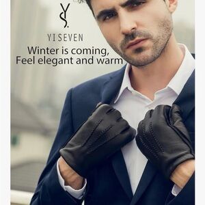 Men's Black Leather Gloves - Sleek Everyday Style